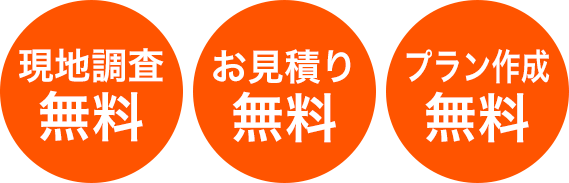 現地調査・お見積もり・プラン作成　全て無料